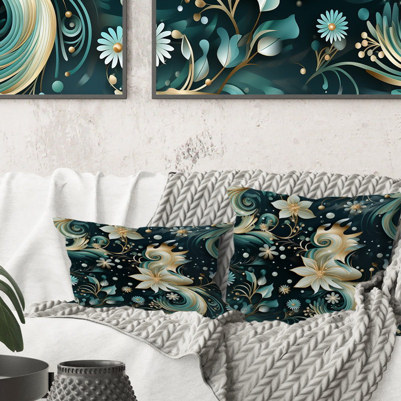 Modern Sea Paisley Spirals - Coussin décoratif Abstract Coral Reef