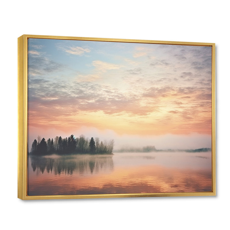 «Misty Morning Sky II» sur toile, Cadre flottant doré, H 24 po x l 32 po x P 1 po
