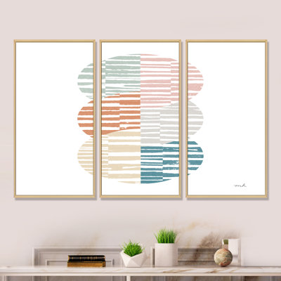 «Watercolor Geometric Triangle I», ensemble d'art mural encadré moderne sur toile Mid-Century