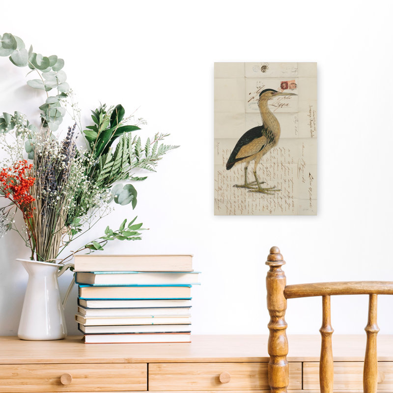 Petit oiseau butor, art mural rétro, H 18 po x l 12 po