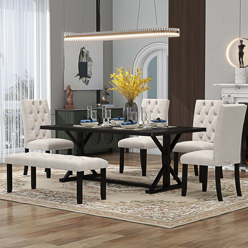 Aaronjit Trestle Dining Set, Espresso