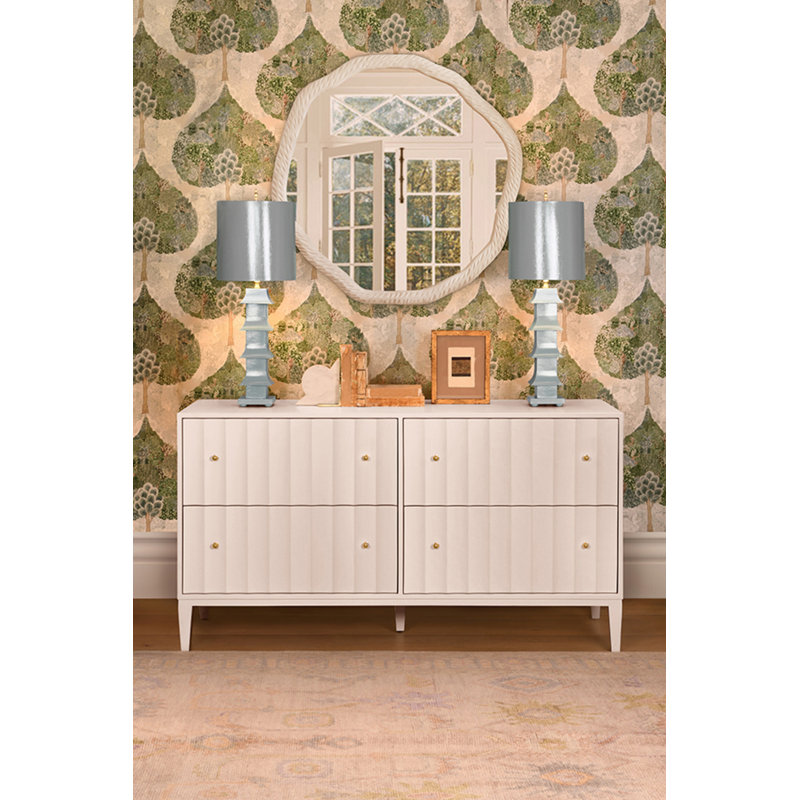 Commode à quatre tiroirs avec détail cannelé, Blanc