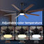 Ventilateur de plafond 72 pouces à DEL 72 pouces avec moteur à courant continu, télécommande et tige incluse, lame bicolore