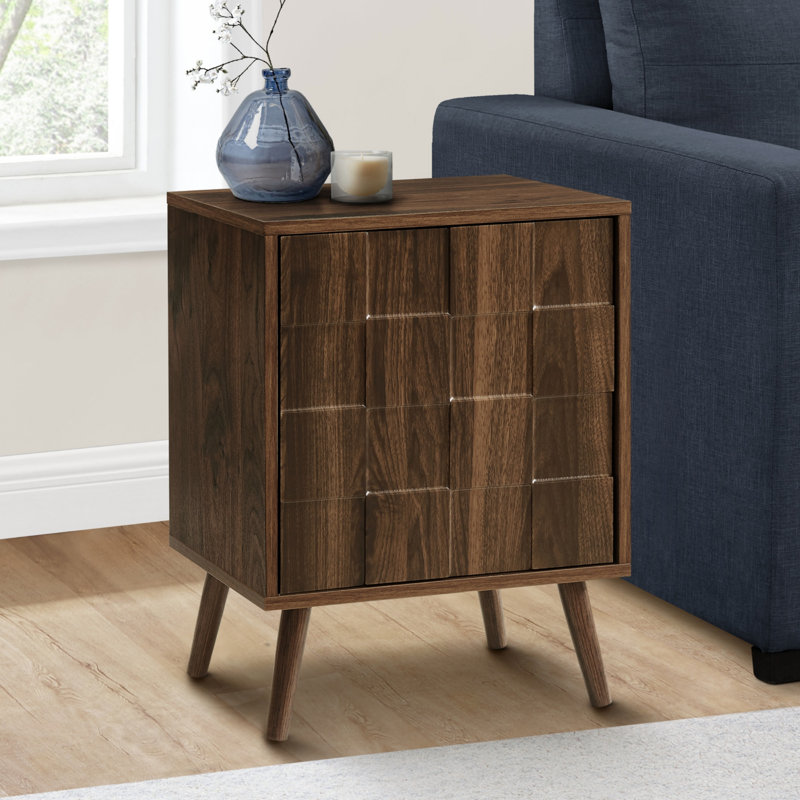 Table d'appoint, bout, table d'appoint, petit, rangement, lampe, stratifié noyer, moderne