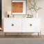 158cm Geometric Sideboard 4 Doors Storage Cupboard Gold Handles Metal Legs Buffet Credenza Living Dining Room Units, White