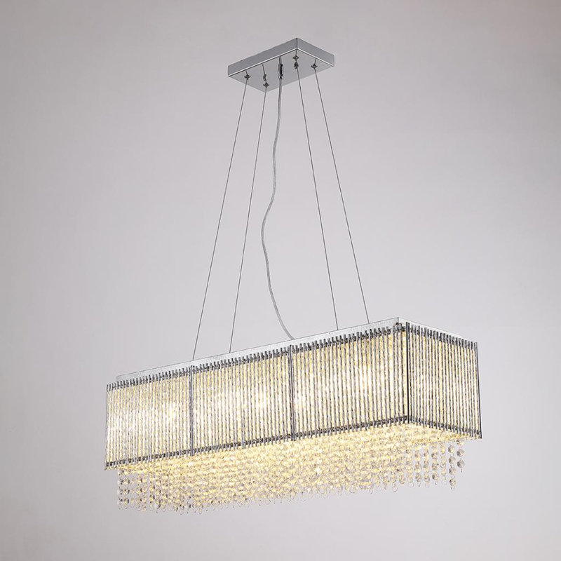 6 Light Spiral Crystal Chandelier Rectangular Pendant Lamp