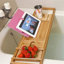 Serviteur de bain autoportant en bambou