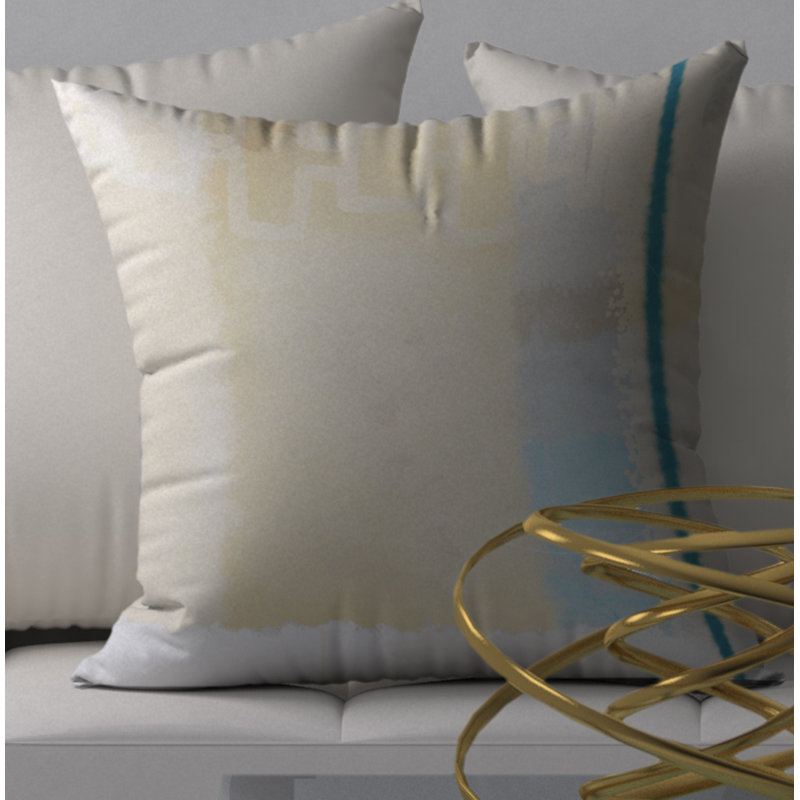 Reversible Throw Pillow, 24" x 24", Beige/Blue