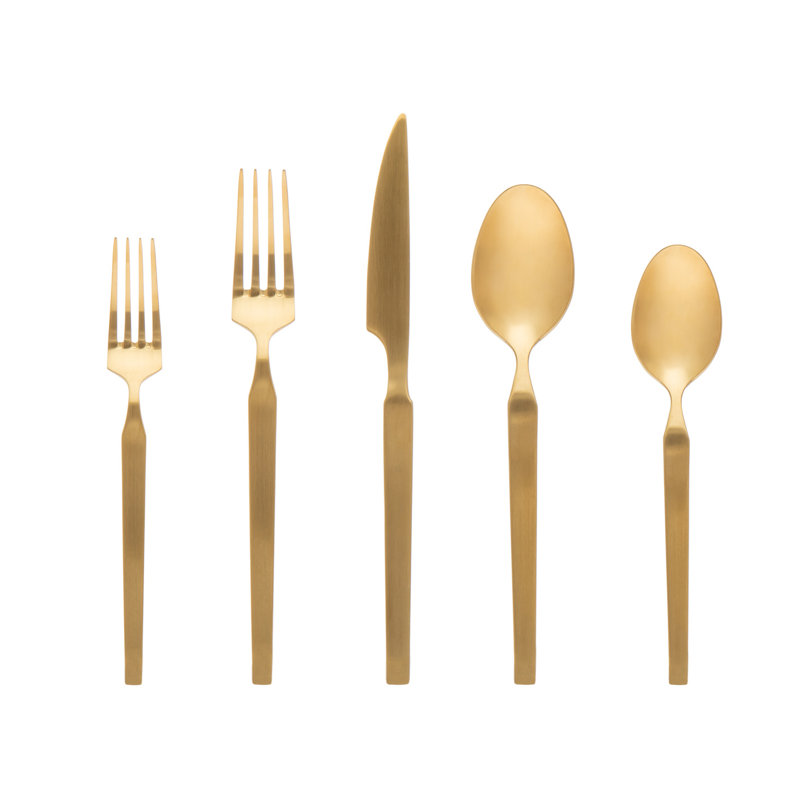 Ensemble de couverts en acier inoxydable 18/10 Oliver Mirrored 18/10, service pour 4, Or mat