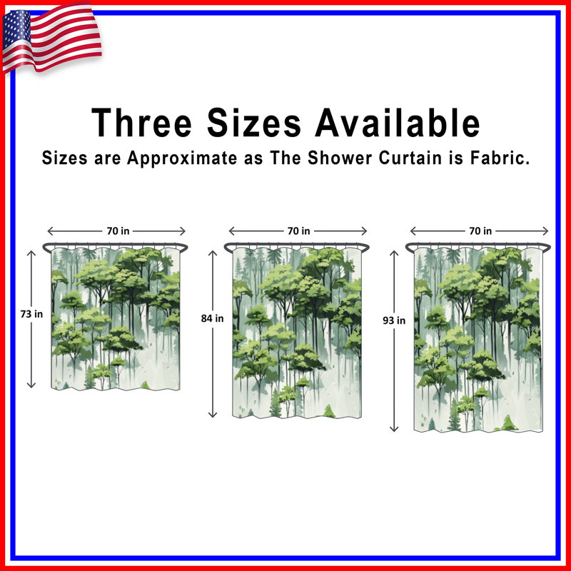 Rideaux de douche Lush Green Forest Illustration, 70 po L x 84 po H