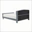 Lit plateforme tapissier moderne avec design Chesterfield, tête de lit à oreilles capitonnée et finition élégante en velours gris, grand