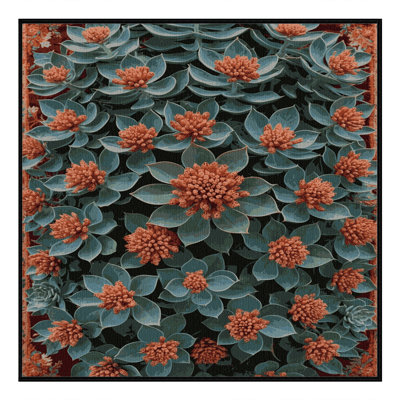 Machine Washable Botanical Brown Area Rug