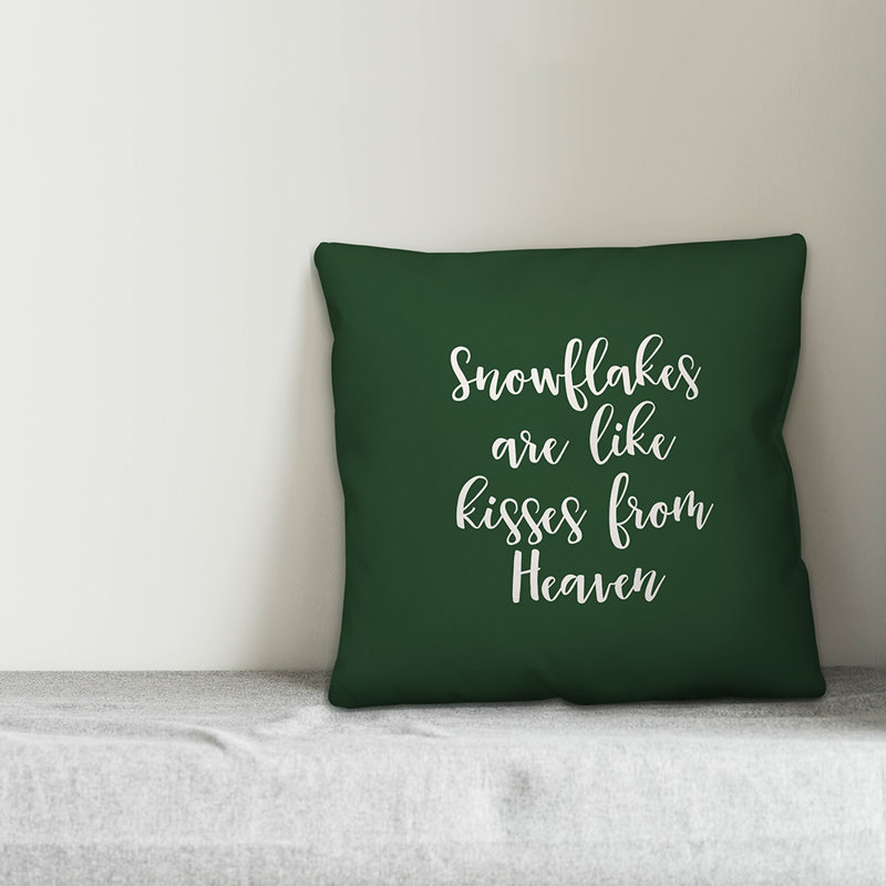  Coussin Snowflakes are Like Kisses From Heaven, Vert foncé, Housse de coussin