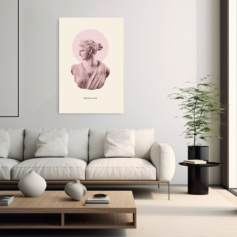 Pink Artemis Bust Classic Elegant Minimalist Architecture Wall Art Print by Talitha McQueen - Wrapped Canvas Print