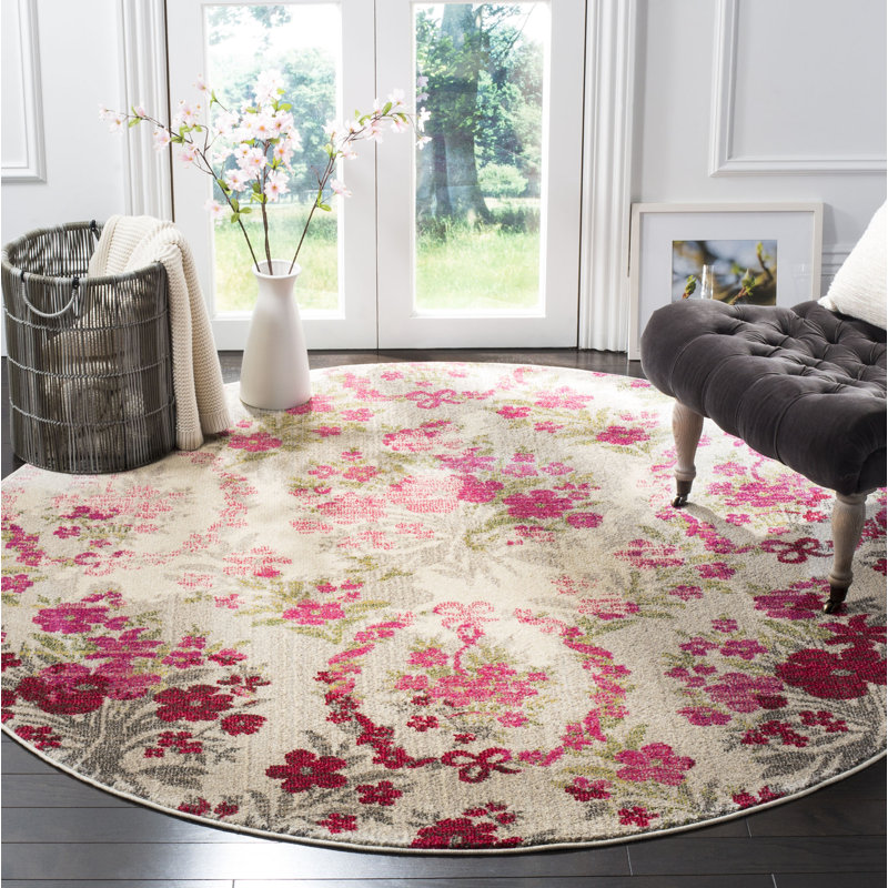 Wulfsohn Performance Floral Rug, Round 6'7"