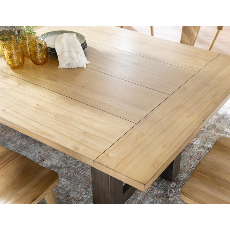 Trestle Dining Table (Two 12" Leaves, Seats up to 12), Brown, Tan