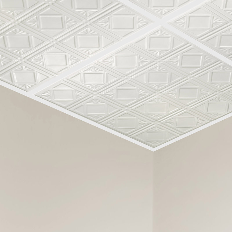 Great Lakes Tin Ludington 2'x2' Lay-In Ceiling Tile, Gloss White