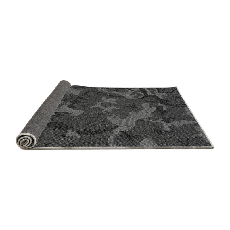Tapis camouflage noir gris, Rond 5 pi