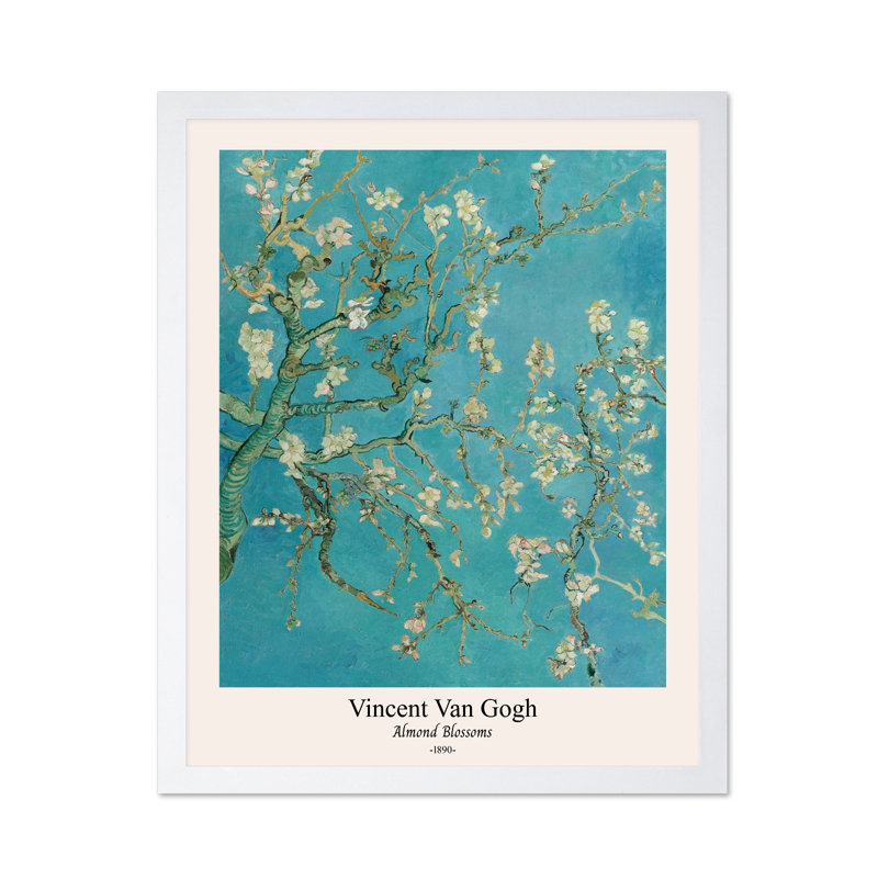 Van Gogh - Fleurs d'amandier, Poster, White Framed, 11"H x 14"W