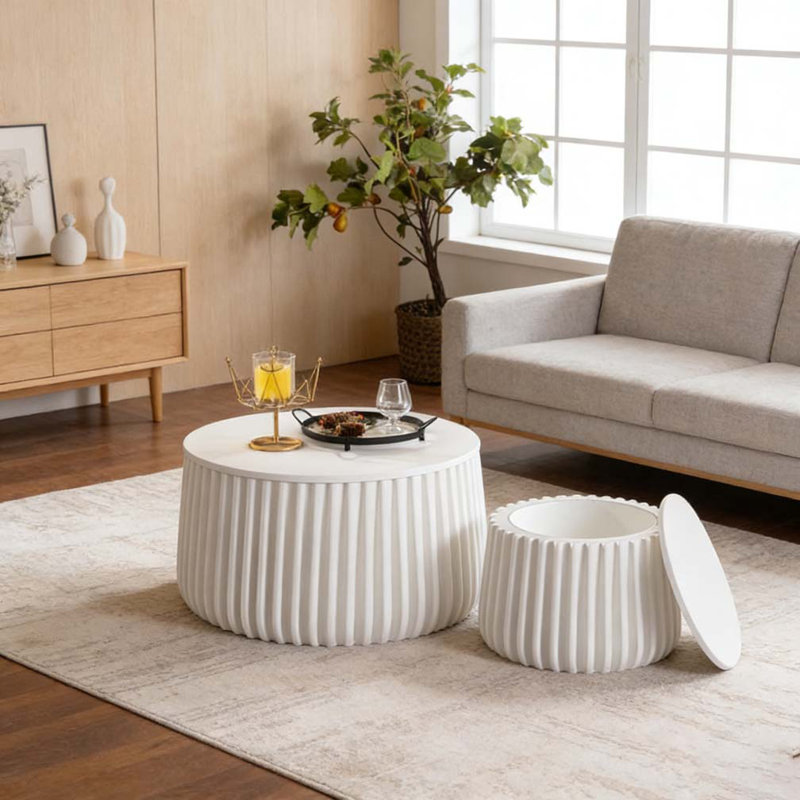 Ensemble de tables de rangement rondes blanches