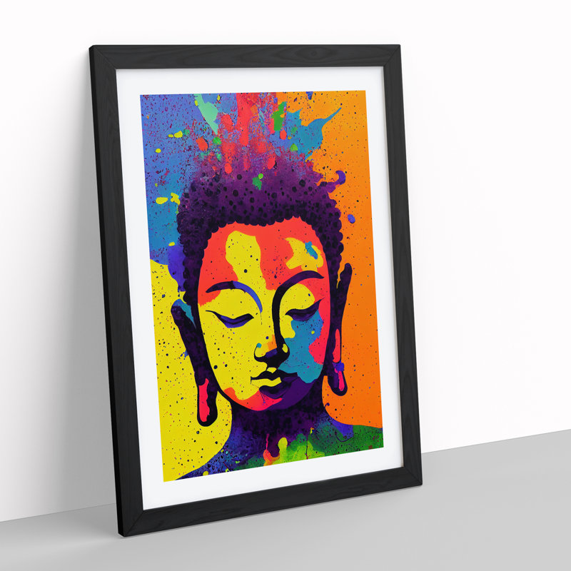Buddha Splashed No.3 - Single Picture Frame Print, Black Framed , 35cm H x 50cm W x 2cm D