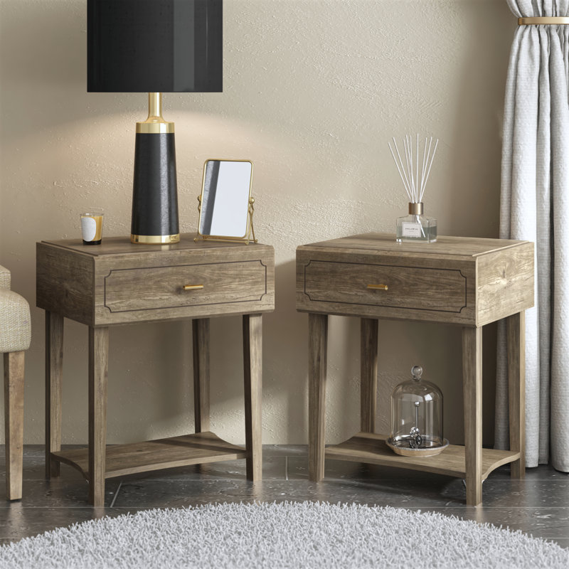 Walter 1 Drawer Nightstand with Shelf, Brown