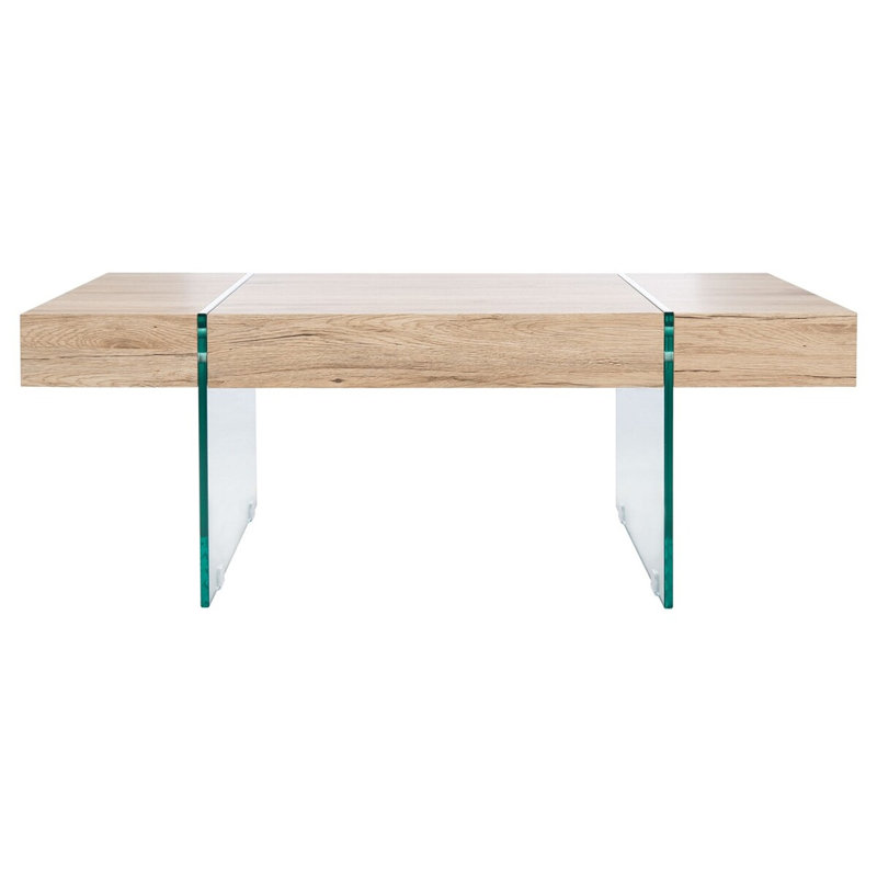Modern Jacob Coffee Table – Artistic Statement Table with Transparent Glass Frame for Living Room, Natural