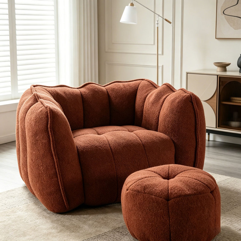 Fauteuil à billes souple avec mousse haute résilience, Rouge et brun