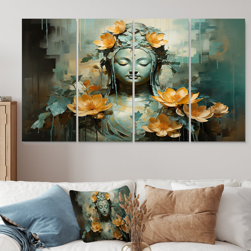 Ensemble de 4 pièces d'art majestueux, l'empereur Blooms - Chine, H 32 po x l 64 po