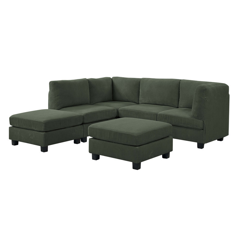 Corduroy Sectional Reversible, Dark Green