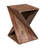 Sheesham Wood Cutout Angular Twisted Geometric Brown Side End Accent Table With Natural Wood Grains