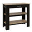 Kitchen Island 37" H, Two Open Storage Shelves, One Drawer, Four Legs,Towel Hanger, Black / Light Oak