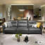 Canapé modulaire noir en cuir véritable-1053093488