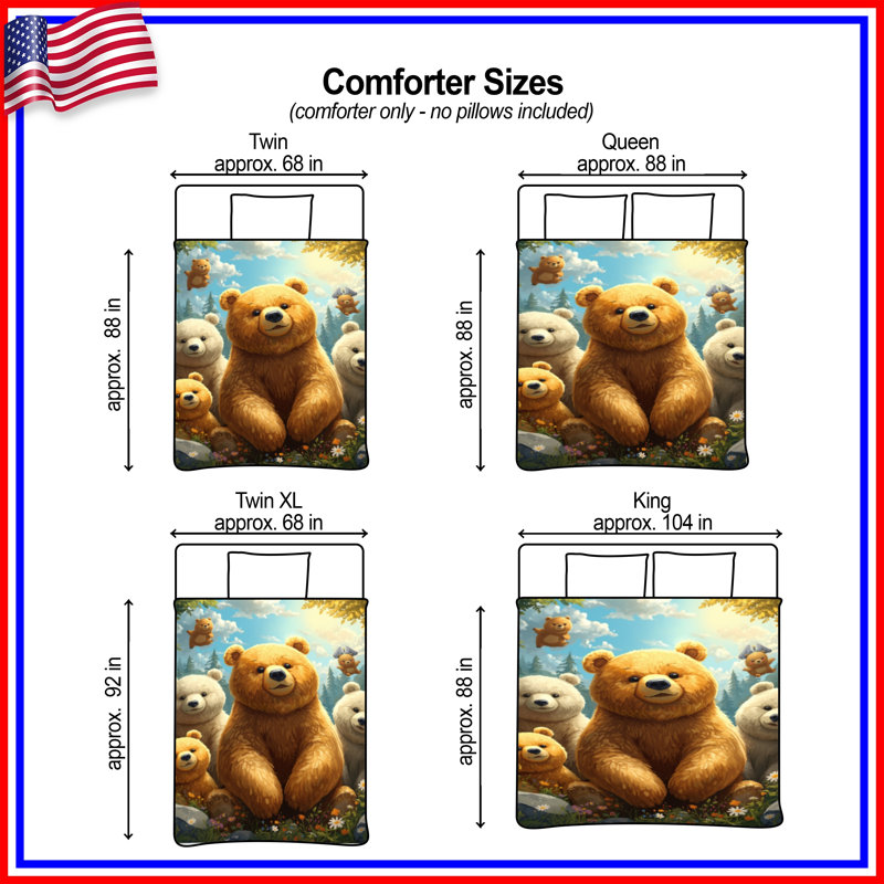 Édredon mignon Bear Family, Simple extra long