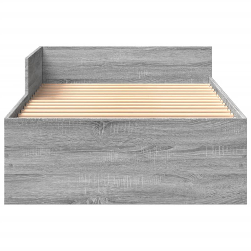 Bed Frame Without Mattress Engineered Wood, Small Single (2'6), Grey Sonoma
