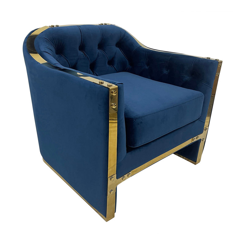 Canapé-lit en velours avec coussin Melange, Bleu marine/doré