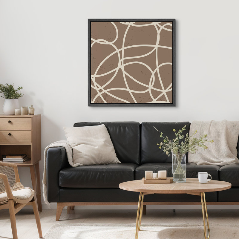 Décoration murale Abstarct, Cadre flottant noir, H 16 po x l 16 po