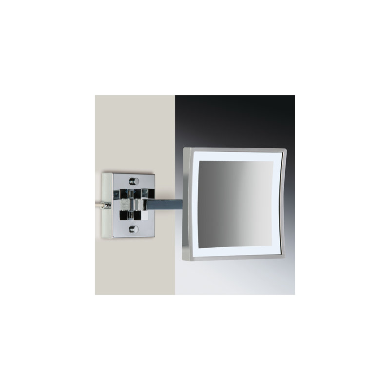 Miroirs muraux carrés grossissants maquillage et rasage, Chrome