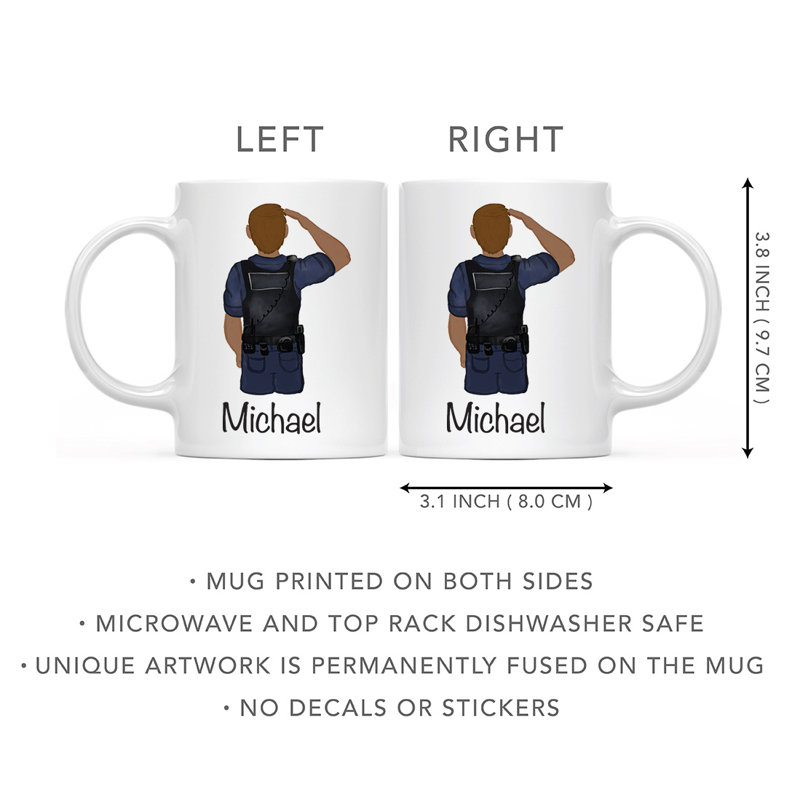 Tasse à café personnalisée, Policier homme jaune / brun 29, Oui