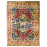 Hand Knotted Oriental Area Rug in Red And Blue