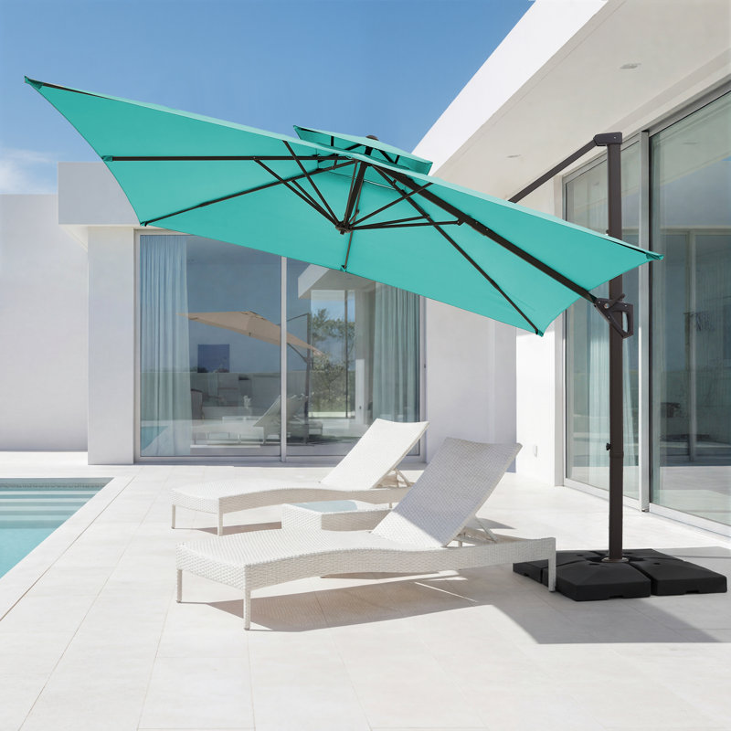 Parasol en porte-à-faux Pulk, Bleu paon, L 120 po x P 120 po