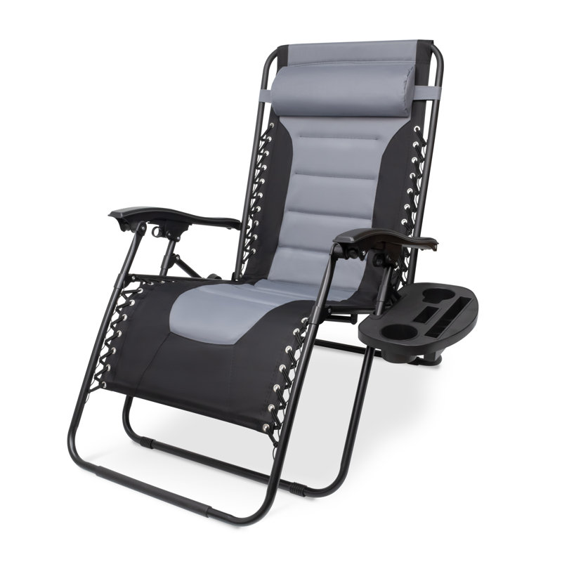 Fauteuil inclinable Zero Gravity avec plateau porte-gobelet, chaise longue rembourrée pour l'extérieur