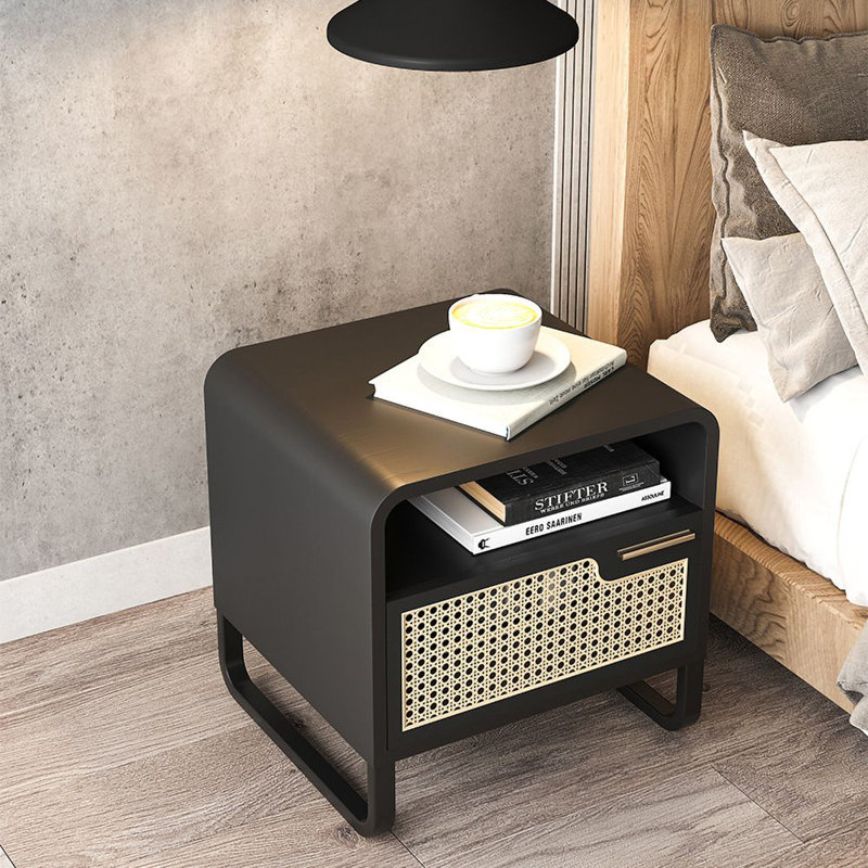 Ruyle 19.7'' W Metal,Rattan,Engineered Wood Nightstand