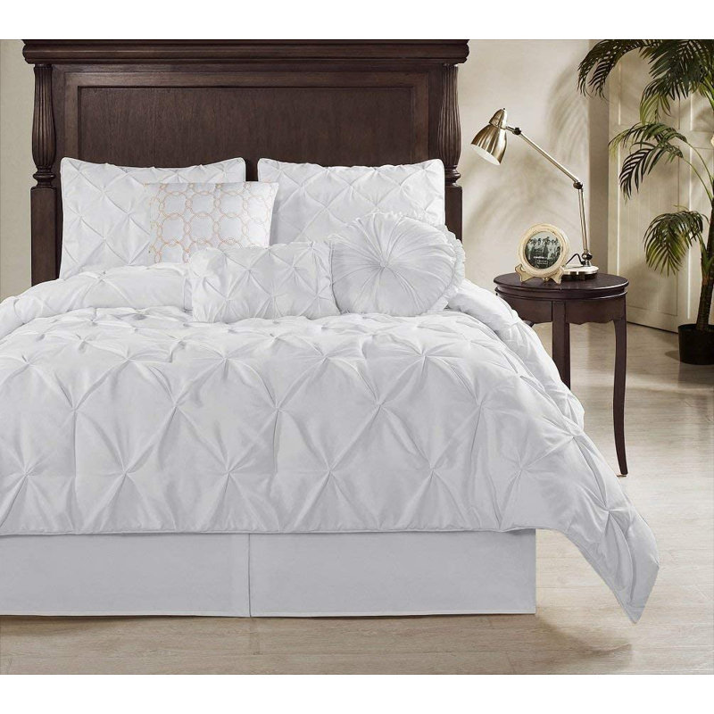 Full Seafoam Green Microfiber 7-Piece Pintuck Comforter Set