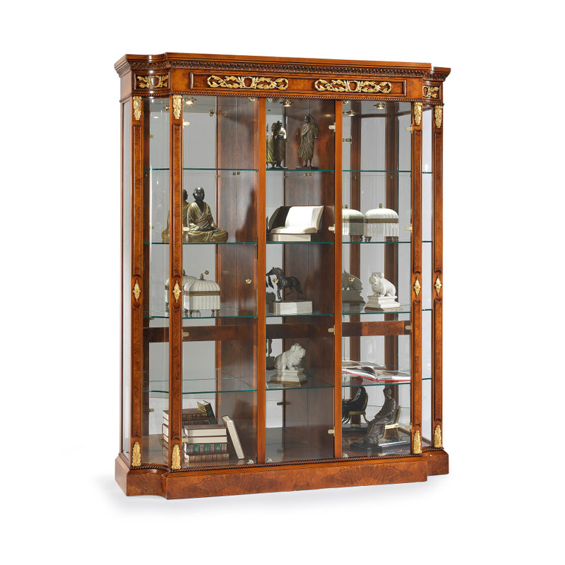 New Empire Lighted China Cabinet, Burl 03
