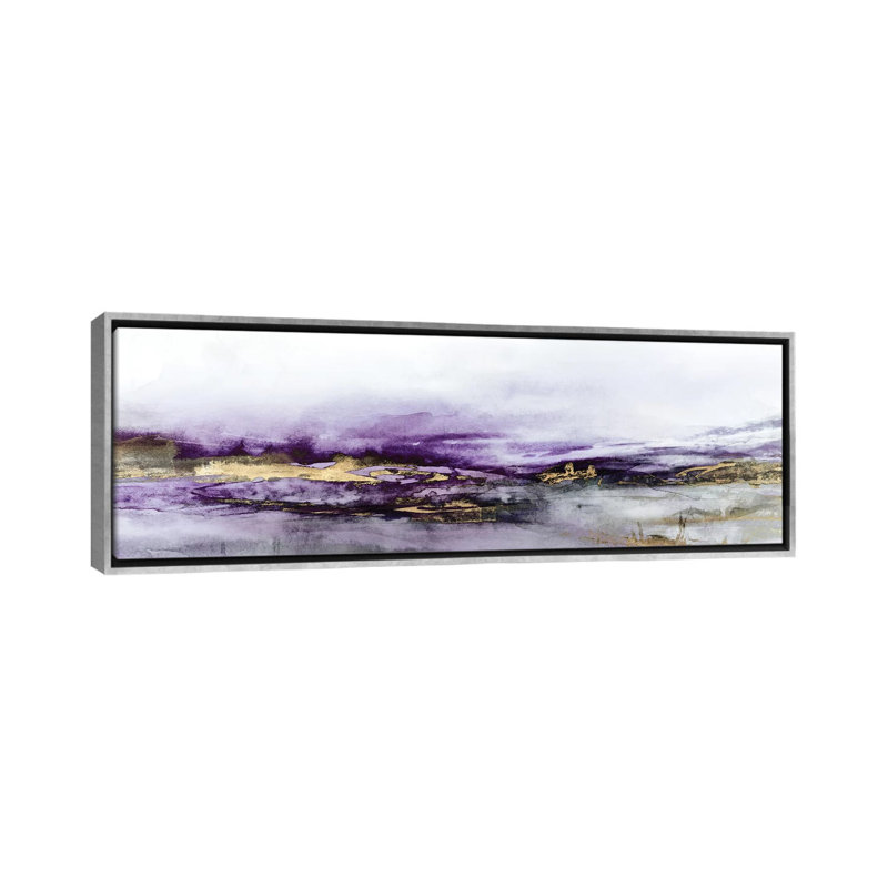 «Elusive Dreams Violet Version» par Isabelle Z - impression d'art graphique panoramique, Toile avec cadre argenté