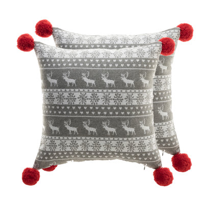 Pom Pom Holiday Throw Pillow Cover And Insert