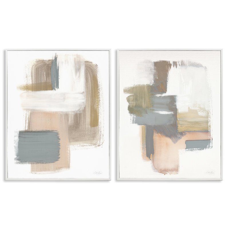 «Abstract Abstract Beige Brushed Neutrals», ensemble de 2 giclées encadrées par Stella Chang, H 14 po x l 11 po
