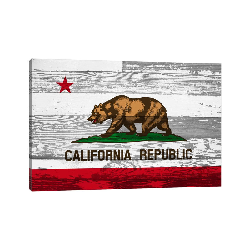 California State Flag On Wood Panels - Wrapped Canvas Print, 20.32 cm H x 30.48 cm W