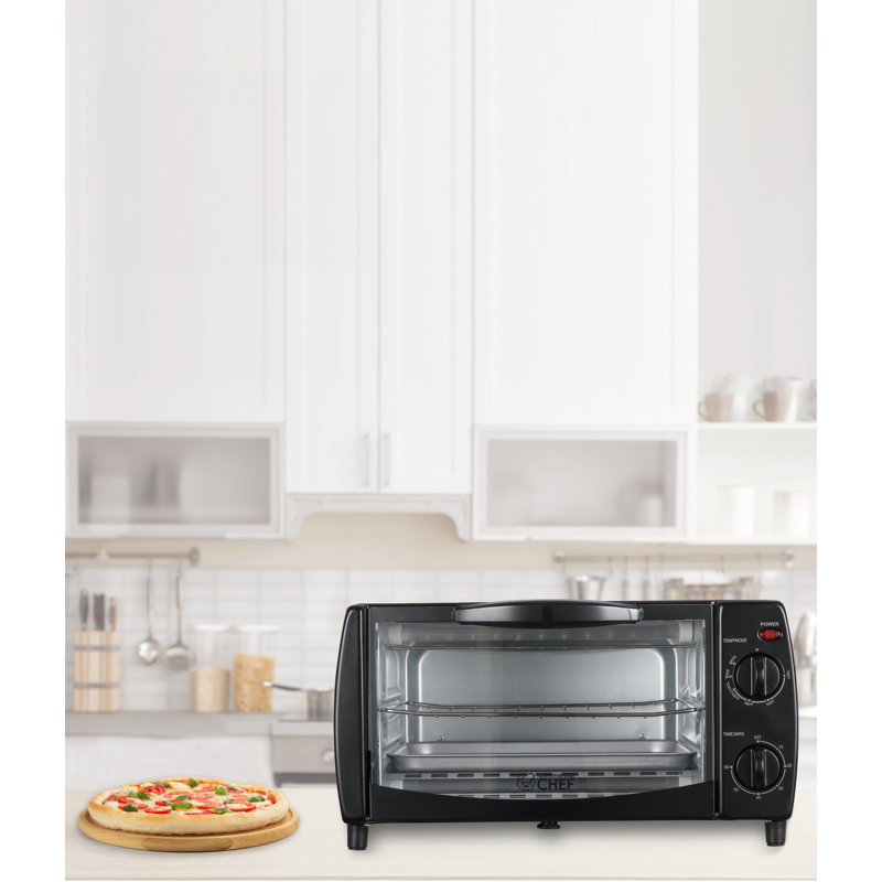 Black 4-Slice Mechanical Toaster Oven with Broiler and Rotisserie